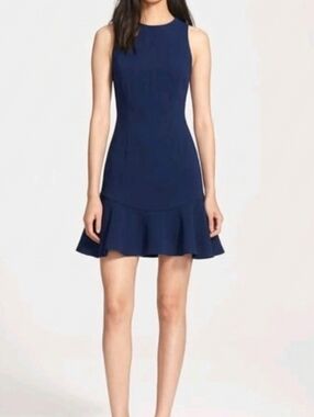 Jay Godfrey Mini Dress Ruffle Hem Navy Sleeveless Cocktail 4